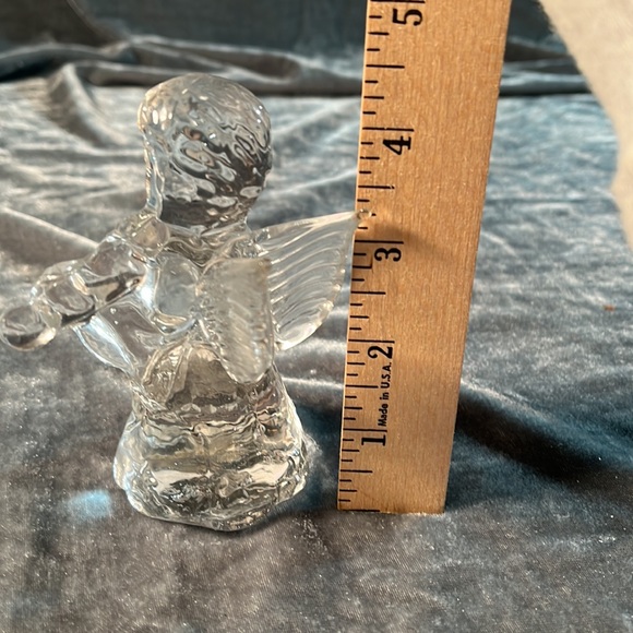 VTG Clear Glass Angel Figurine Playing Violin - Picture 5 of 5